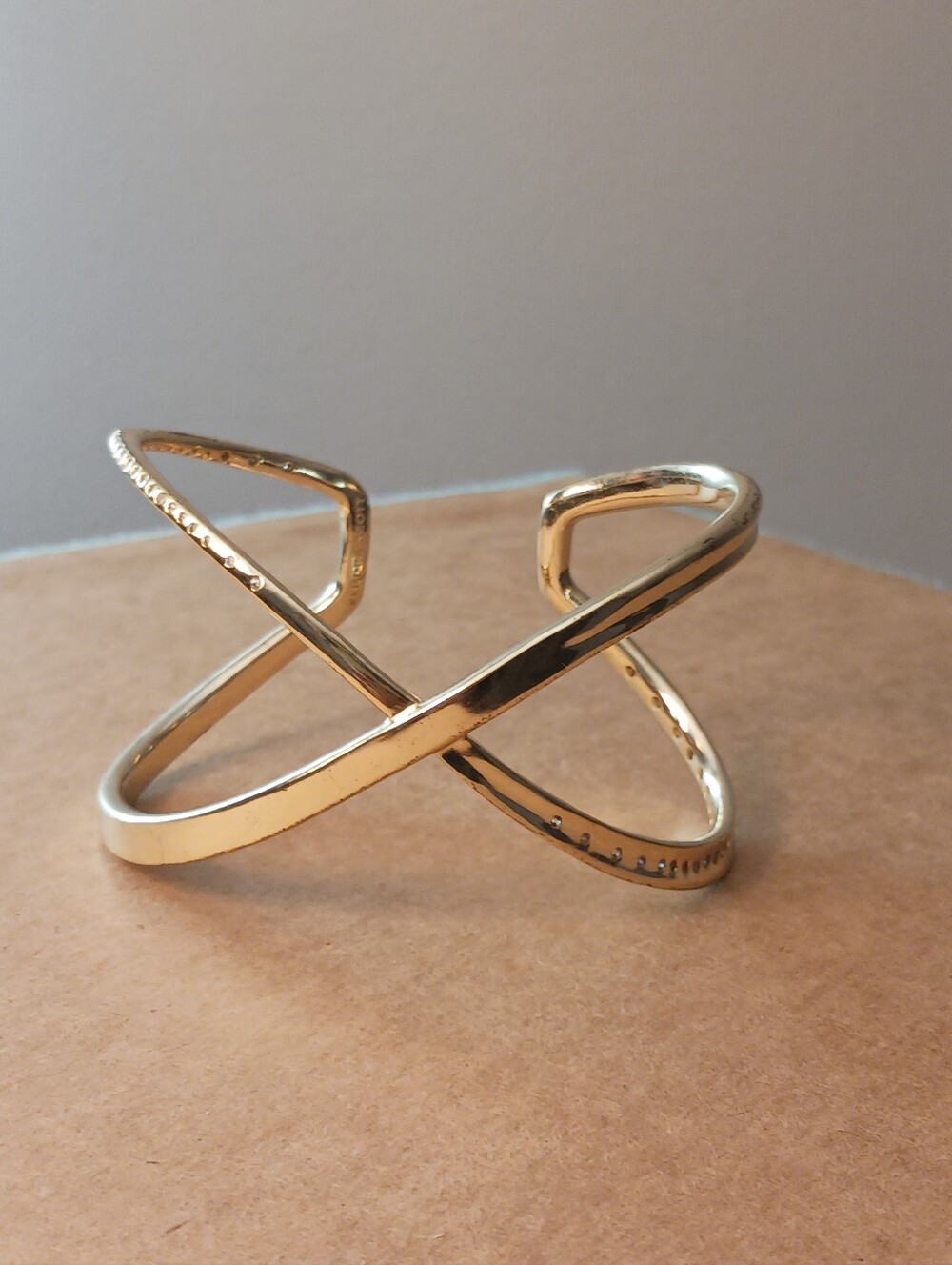 Kendra Scott "Stella Cuff" Criss Cross Bracelet Gold Plated With Crystals